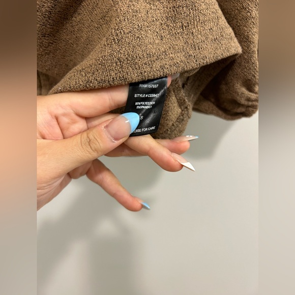 🍁Et Clet Brown Puff Sleeve Square Neck Crop Top - Picture 4 of 8